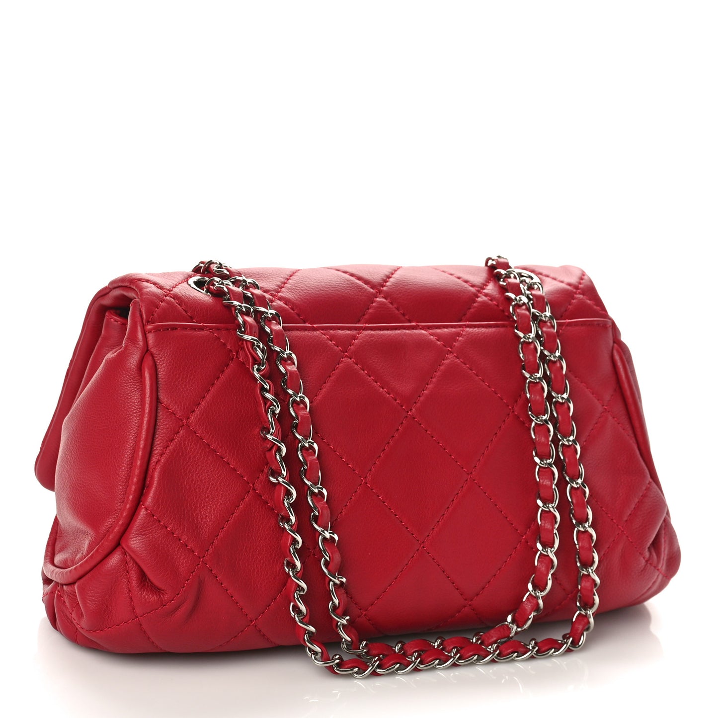 Calfskin Quilted CC Curvy Flap Red
