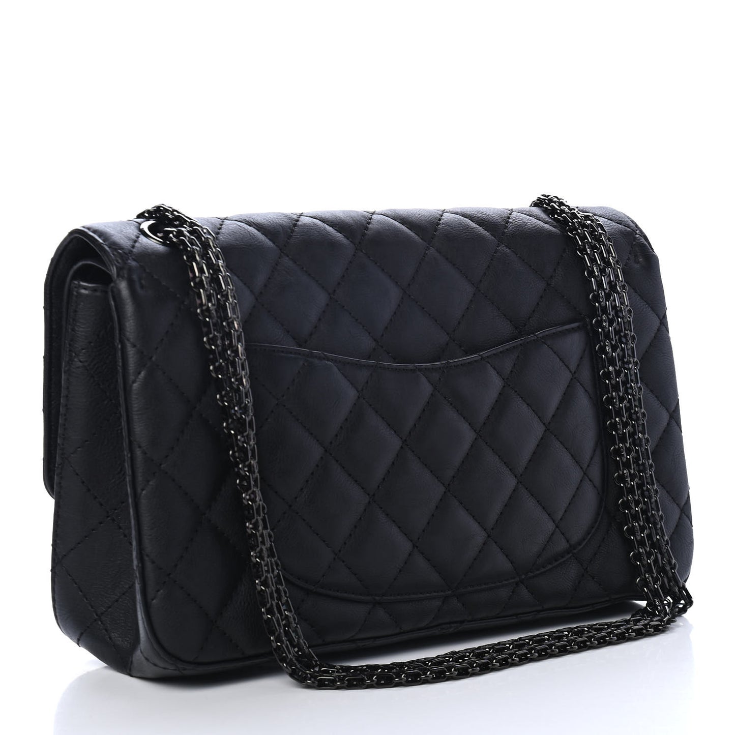 Crumpled Calfskin Quilted 2.55 Reissue 226 Flap So Black