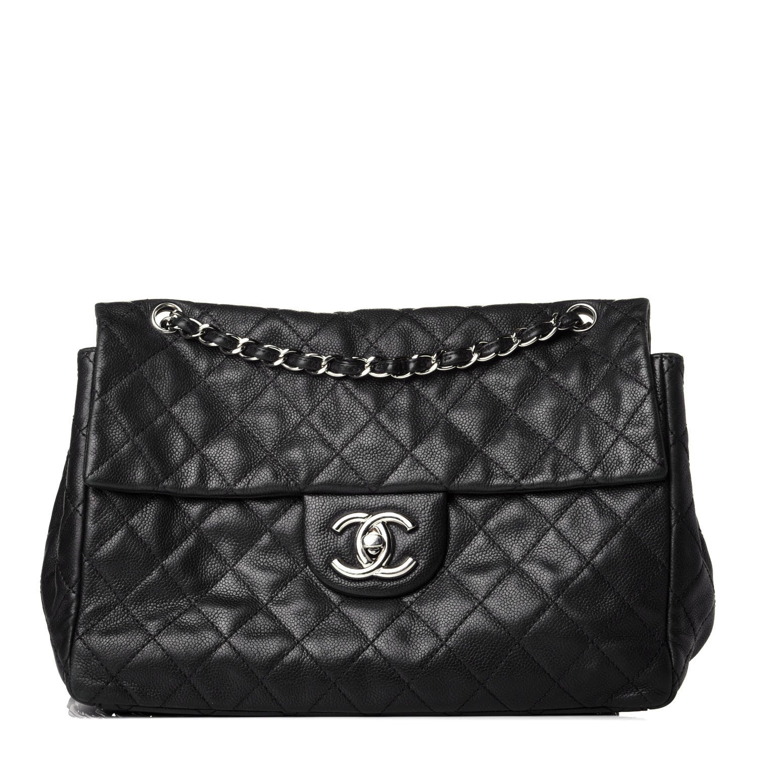 Chanel Washed Caviar Quilted Maxi Single Flap Black 1 of 9
