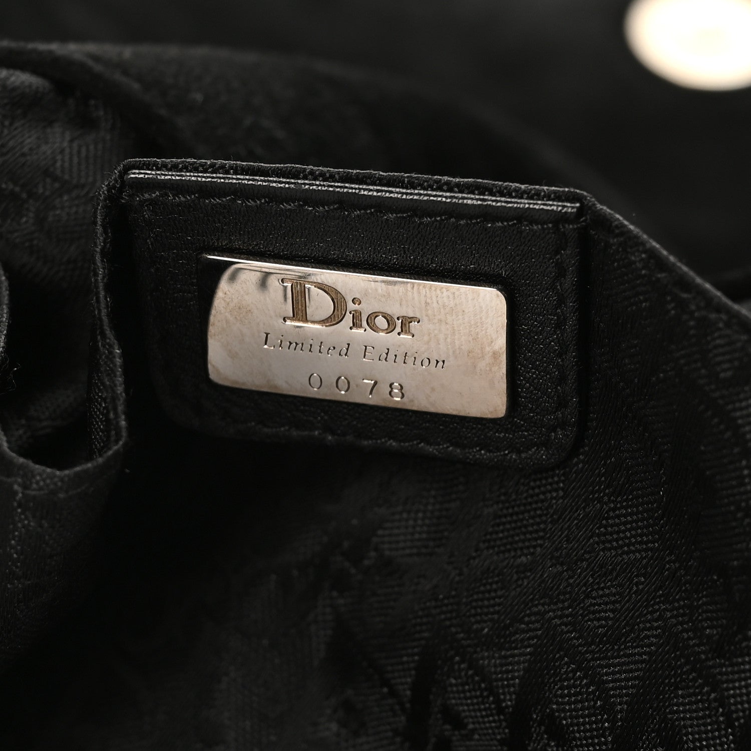 Christian Dior Calfskin Crystal Studded Peace Shoulder Bag Black 7 of 10