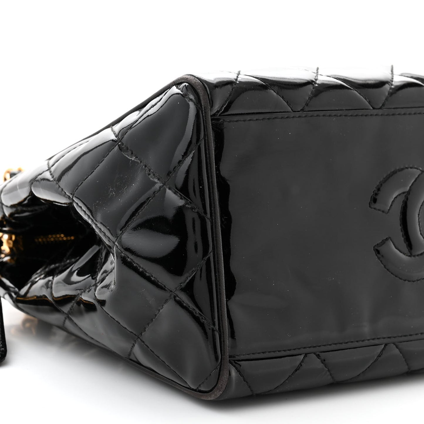 Patent Quilted CC Shoulder Bag Black