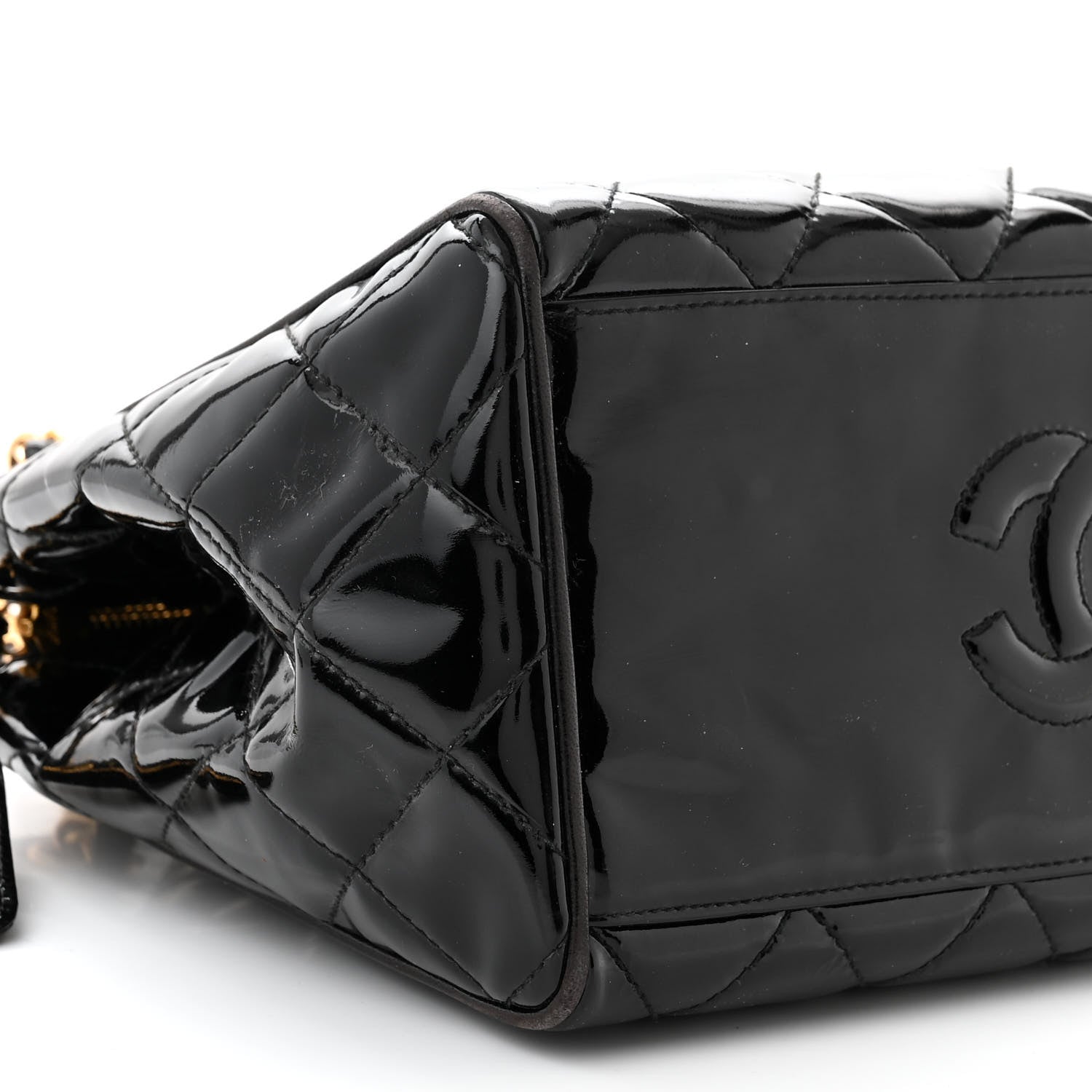 Chanel Patent Quilted CC Shoulder Bag Black 10 of 13