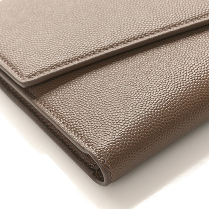 Saint Laurent Grain De Poudre Monogram Uptown Wallet Dark Beige 8 of 9