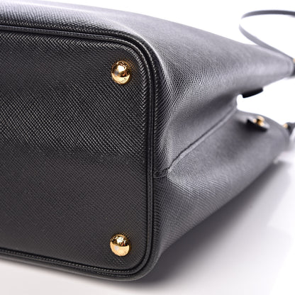 Prada Saffiano Cuir Medium Double Bag Black Fuoco 16 of 18