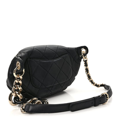 Chanel Lambskin Quilted Resin Bi-Color Waist Bag Fanny Pack Black 3 of 9