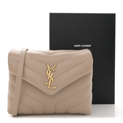 Saint Laurent Calfskin Y Quilted Monogram Toy Loulou Crossbody Bag Dark Beige 11 of 11