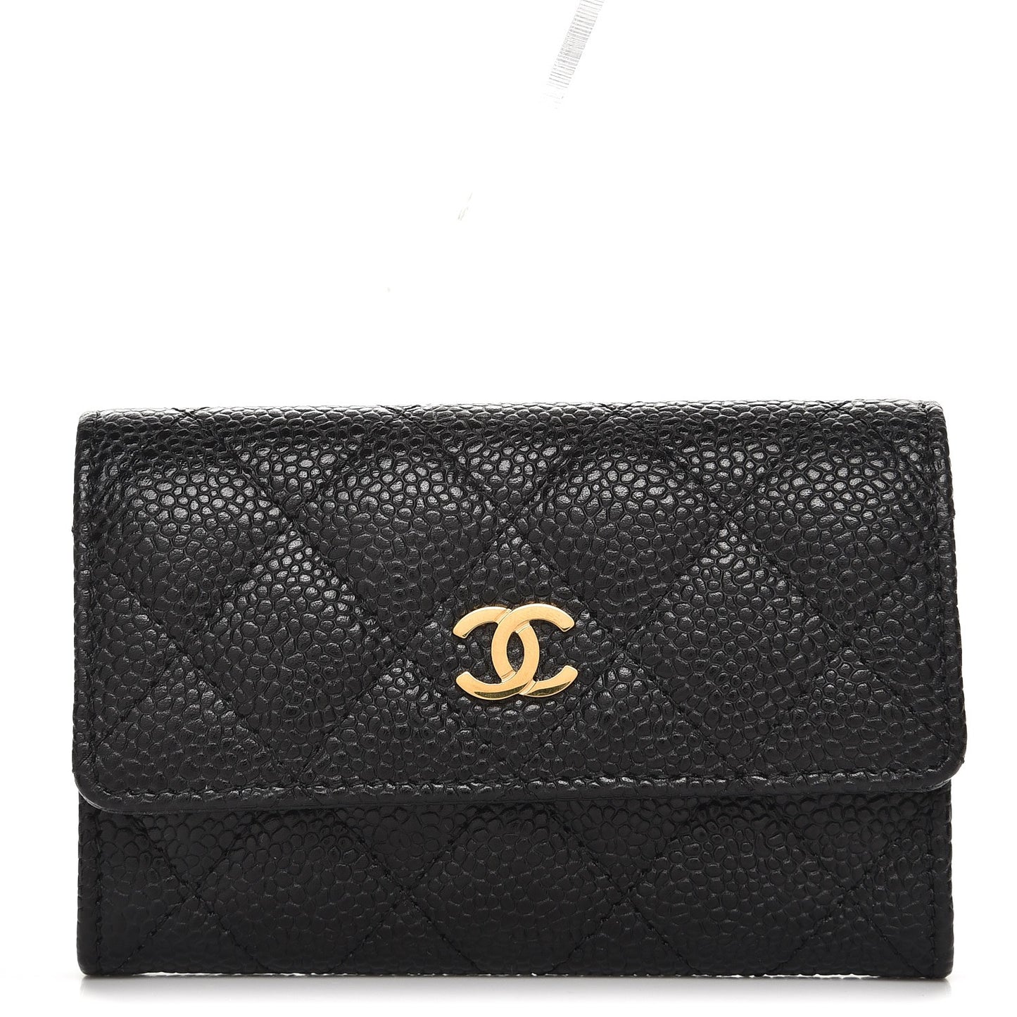 Caviar Quilted Card Holder Black