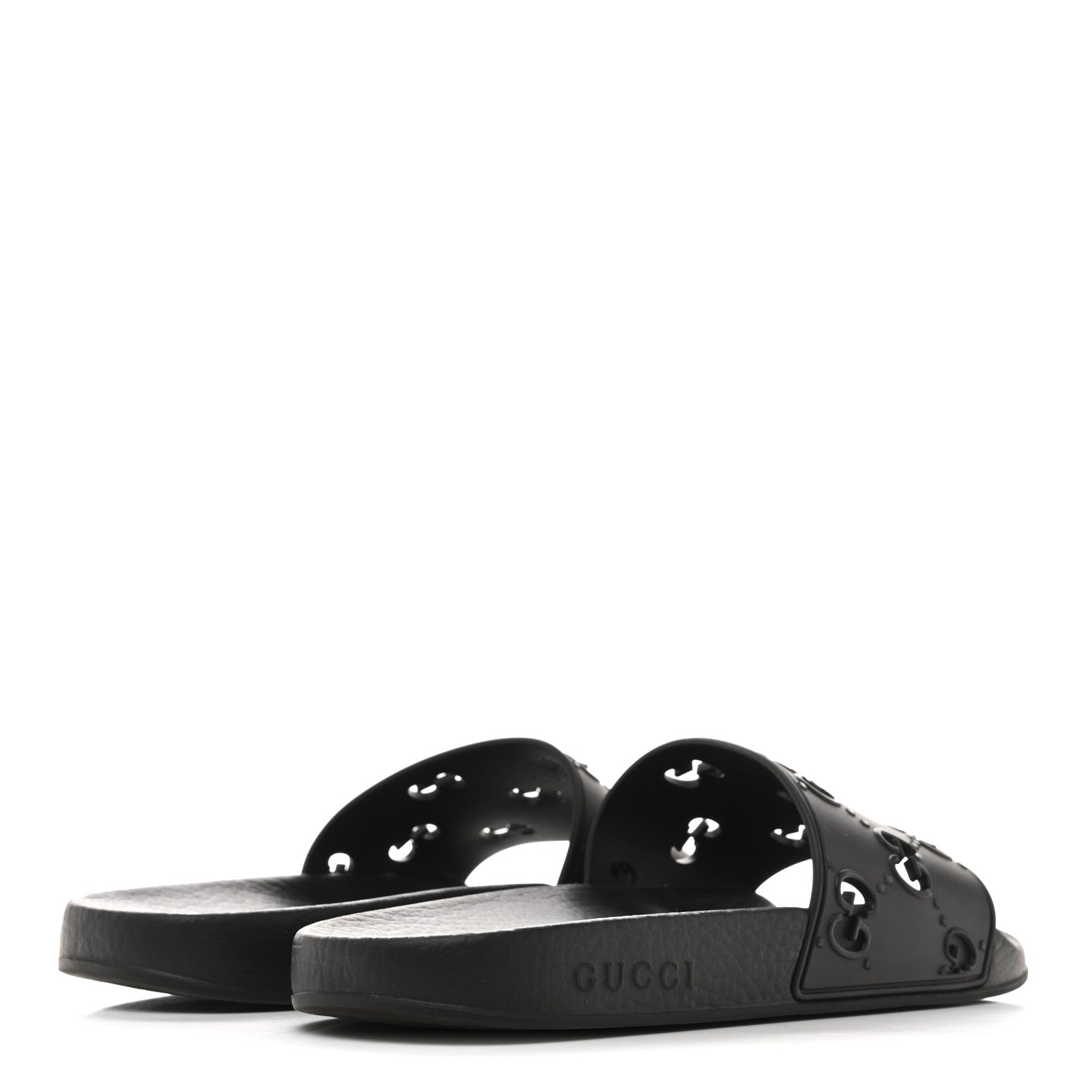 Gucci Rubber GG Monogram Perforated Womens Slide Sandals 40 Black 5 of 10