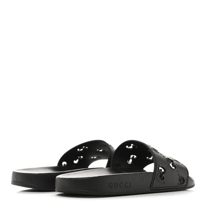 Gucci Rubber GG Monogram Perforated Womens Slide Sandals 40 Black 5 of 10