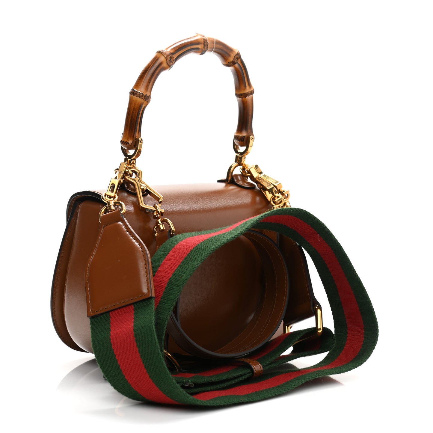 Boarded Dyana Lux Calfskin Small Bamboo 1947 Top Handle Bag Brown