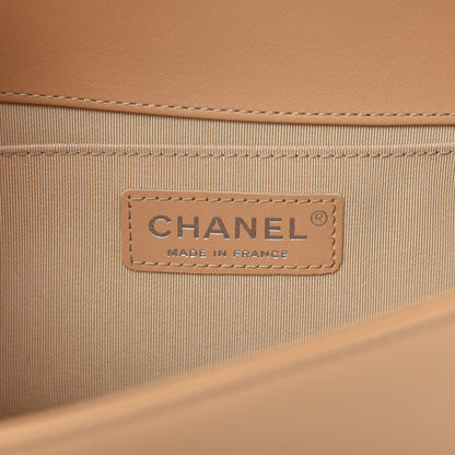 Chanel Lambskin Chevron Quilted Medium Boy Flap Beige 8 of 10