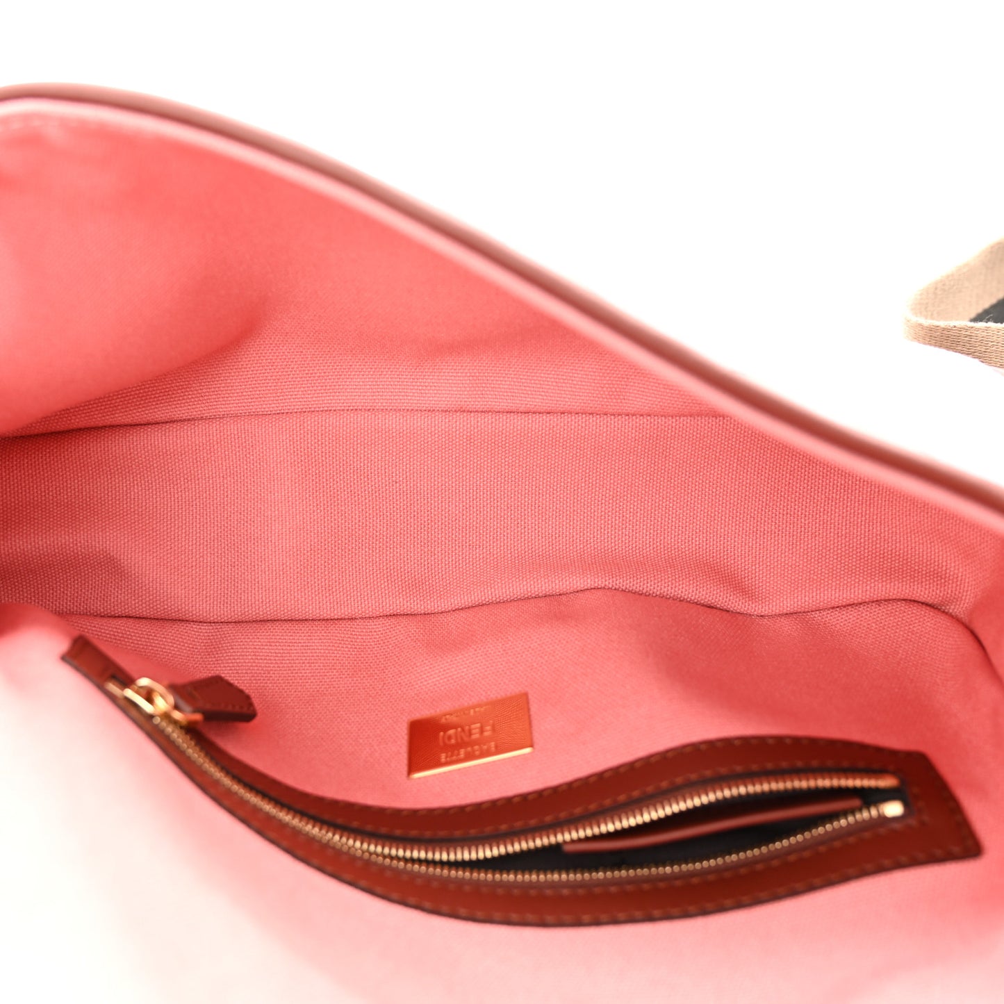 Canvas Vitello King FF Embroidered Baguette Rosa