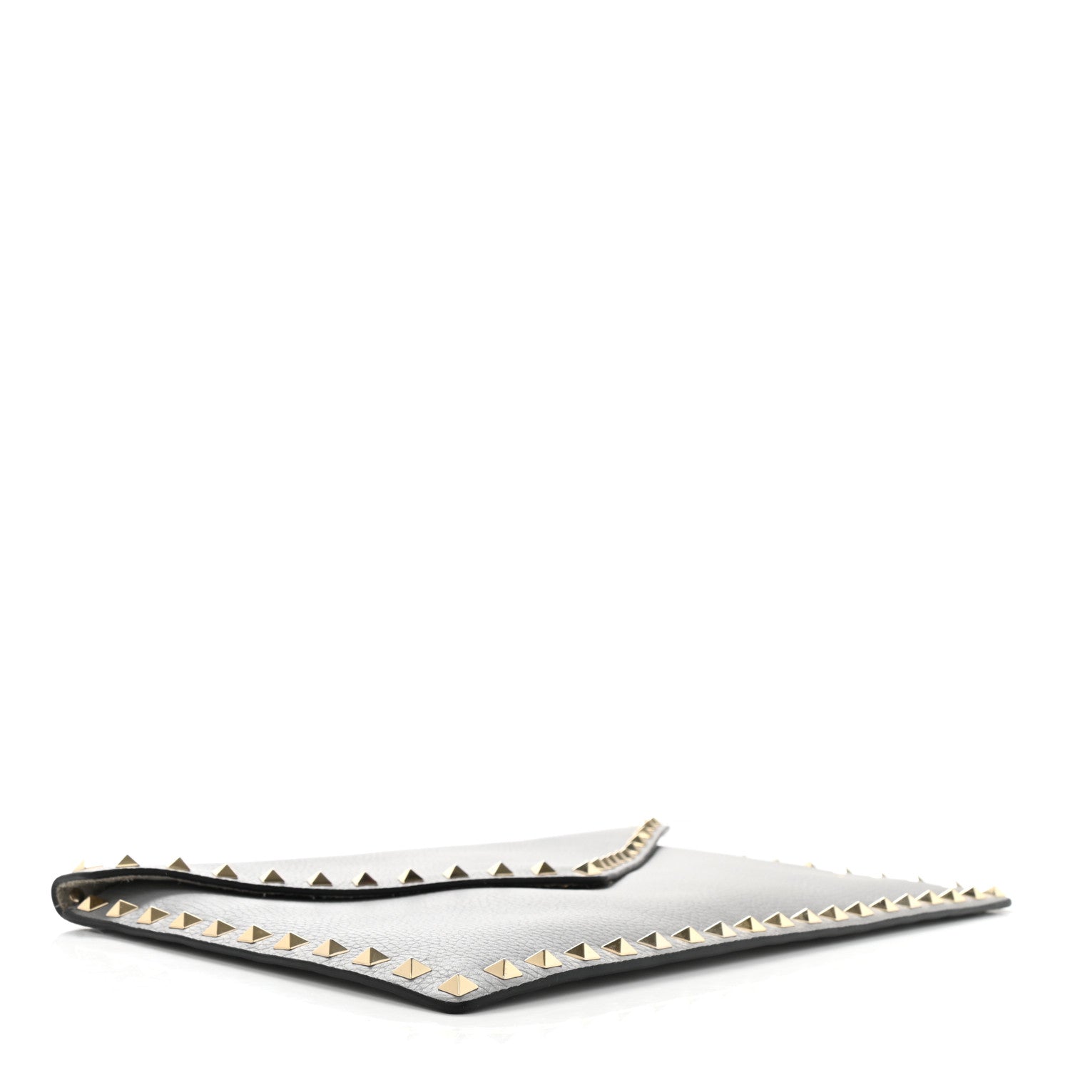 Valentino Garavani Pebbled Calfskin Large Rockstud Envelope Clutch Pastel Grey 4 of 7