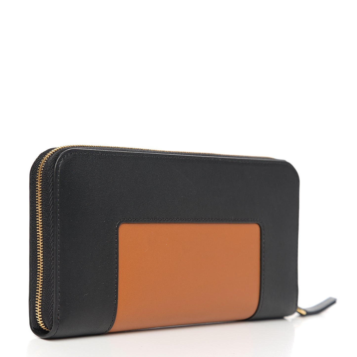 Silky Calfskin Colorblock 12 Card Zip Around Wallet Nutmeg