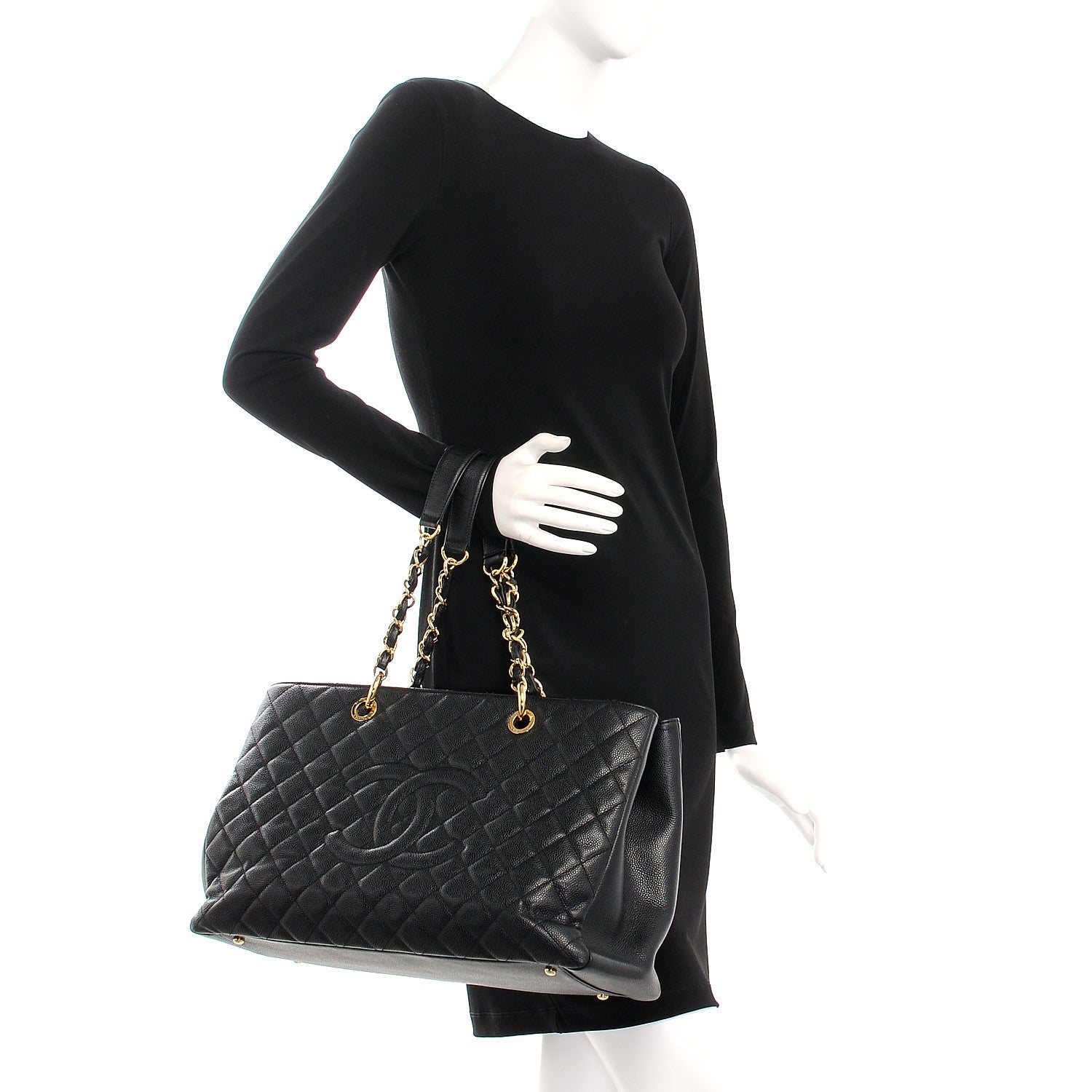 Chanel Caviar Quilted XL Grand Shopping Tote GST Black 2 of 14