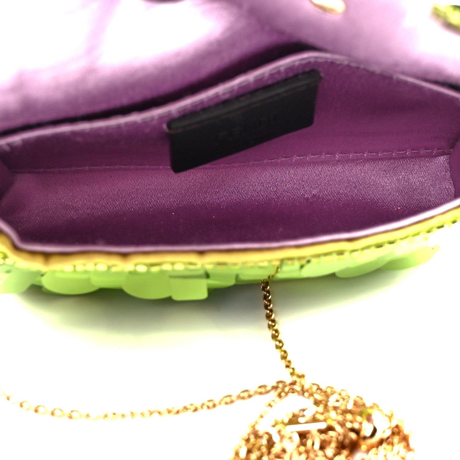 Fendi Sequin Paillettes Shiny Nappa Sex and the City Nano Maxi Buckle Baguette Charm Wasabi 4 of 14