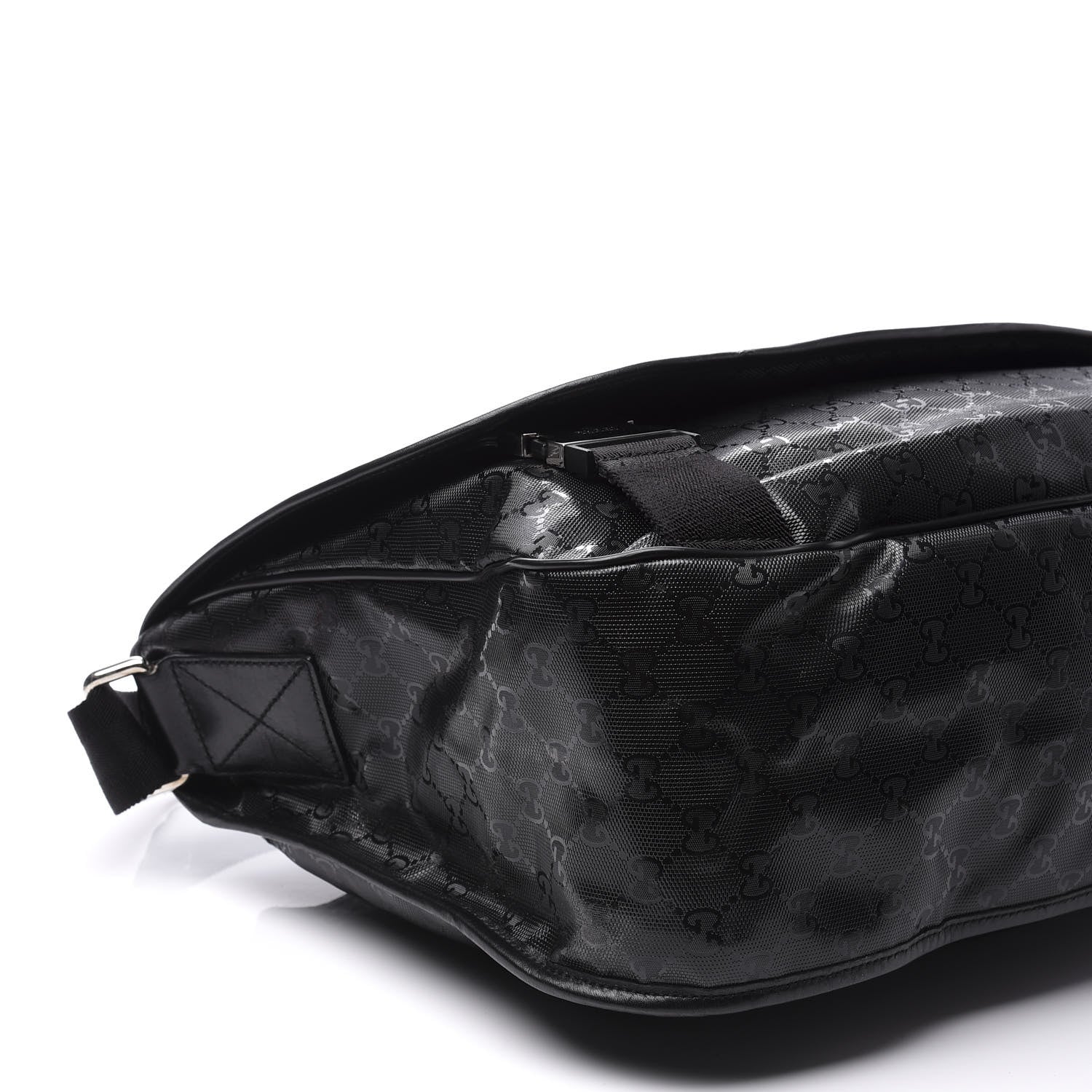 Gucci Imprime Monogram Medium Web 500 by Gucci Double Buckle Flap Messenger Bag Black 9 of 14