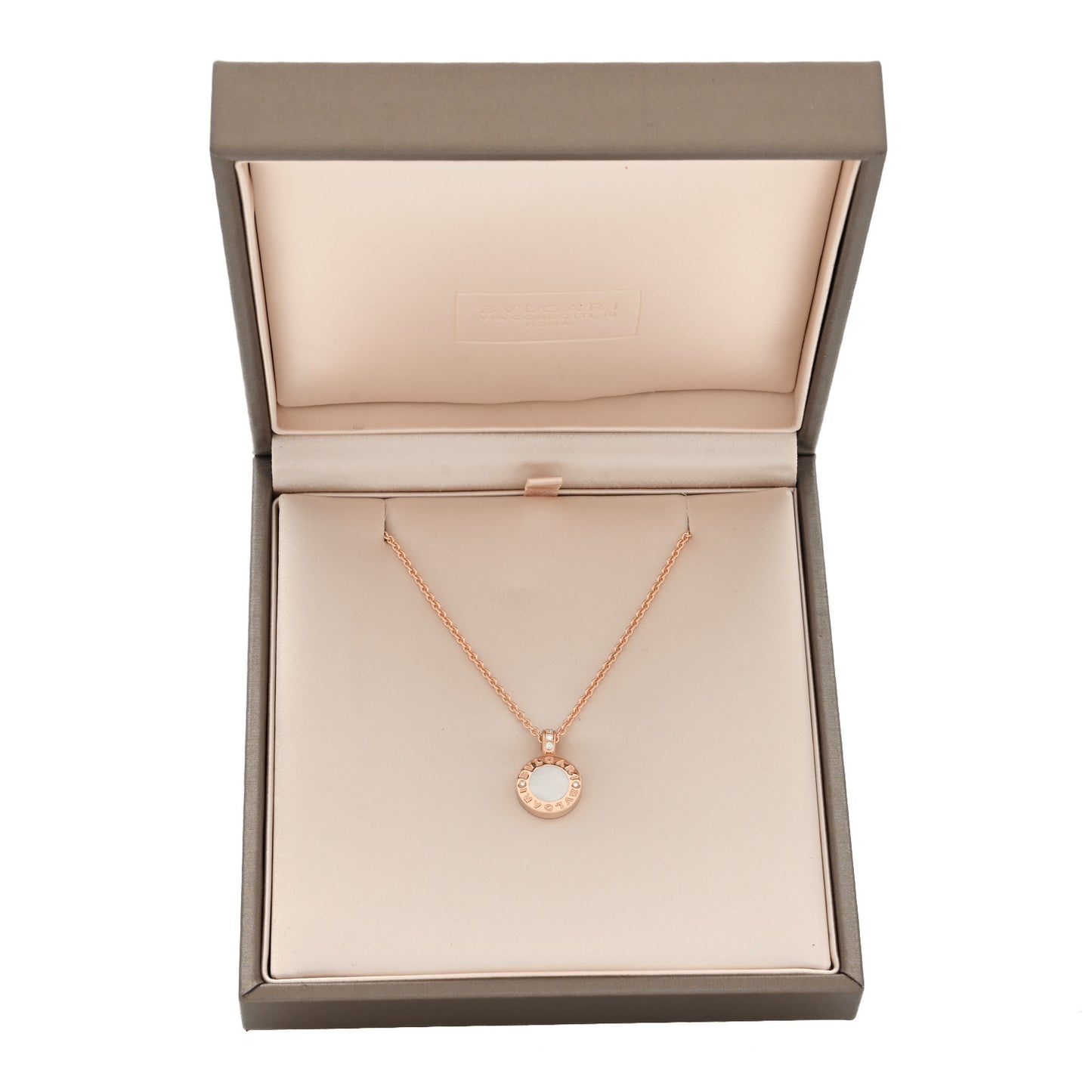 18K Rose Gold Diamond Black Onyx Mother of Pearl BVLGARI BVLGARI Pendant Necklace