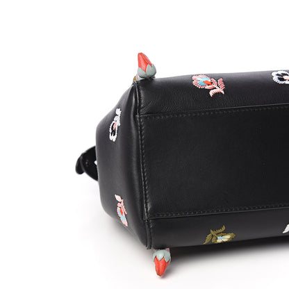 Fendi Nappa Rosebud Embroidered Mini Peekaboo Iconic Satchel Black Multicolor 8 of 10