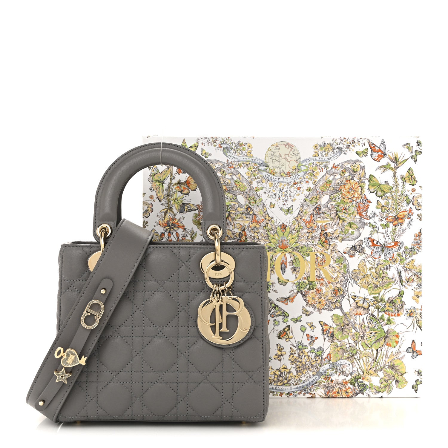 Christian Dior Lambskin Cannage Small My ABCDior Lady Dior Grey