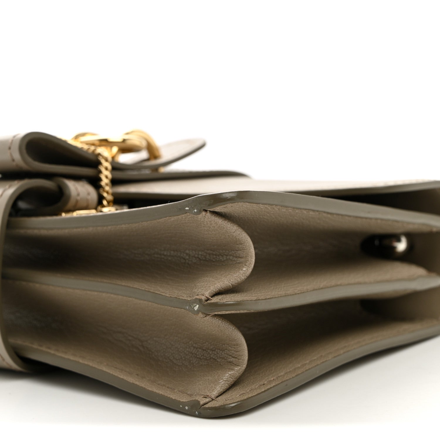 Chloe Shiny Goatskin Calfskin Aby Chain Shoulder Bag Motty Grey 9 of 9
