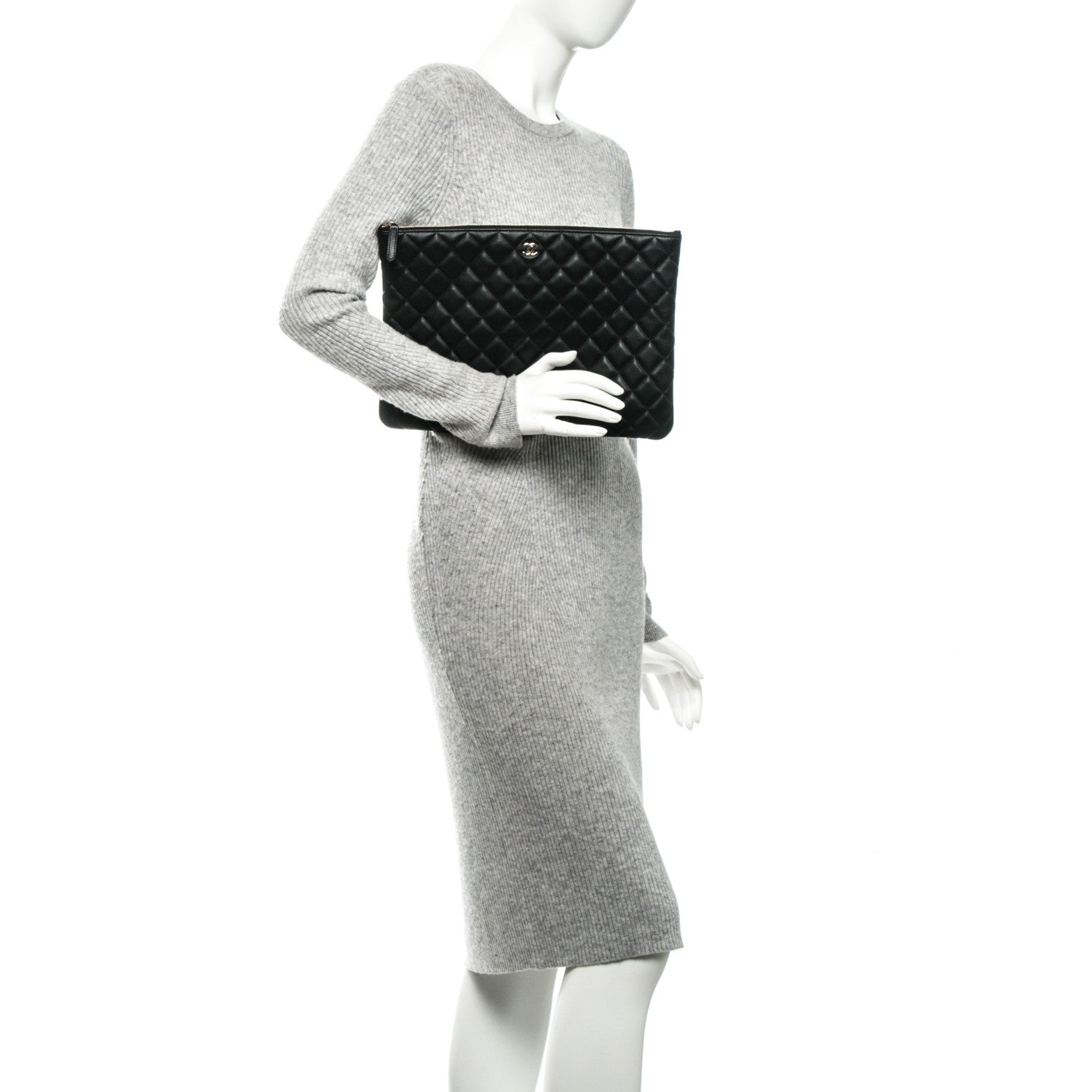 Chanel Lambskin Quilted Large Cosmetic Case Black 2 of 6