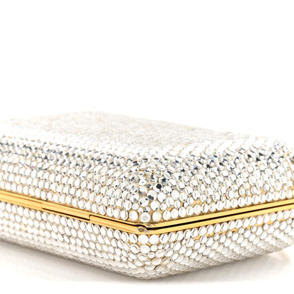 Judith Leiber Swarovski Crystal Minaudiere Clutch Silver Gold 10 of 11