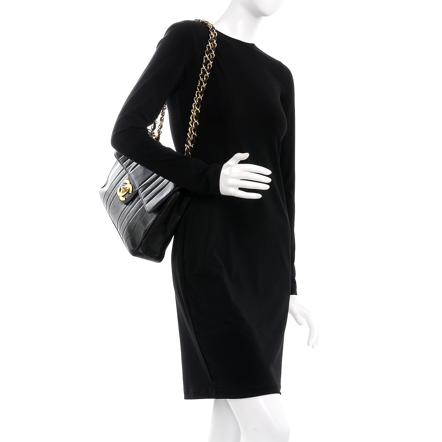 Chanel Lambskin Vertical Quilt Jumbo Flap Black 3 of 9