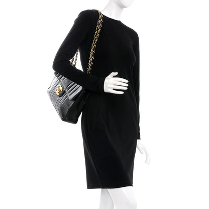 Chanel Lambskin Vertical Quilt Jumbo Flap Black 3 of 9