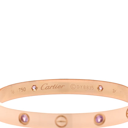 Cartier 18K Pink Gold 4 Pink Sapphire LOVE Bracelet 16 3 of 3