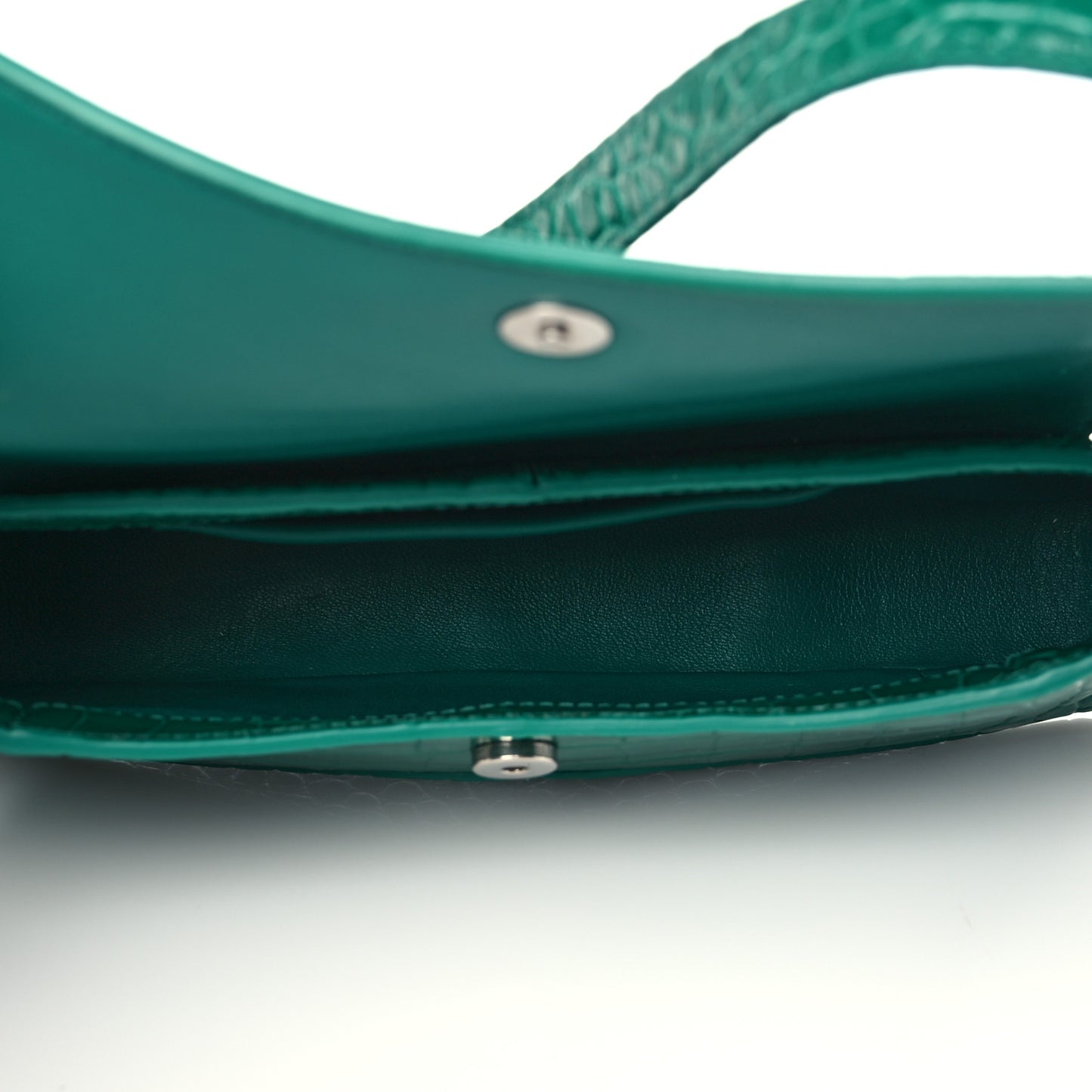 Shiny Super Supple Calfskin Crocodile Embossed Small XX Flap Stretch Bag Jade