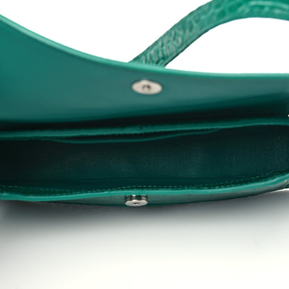 Balenciaga Shiny Super Supple Calfskin Crocodile Embossed Small XX Flap Stretch Bag Jade 4 of 7