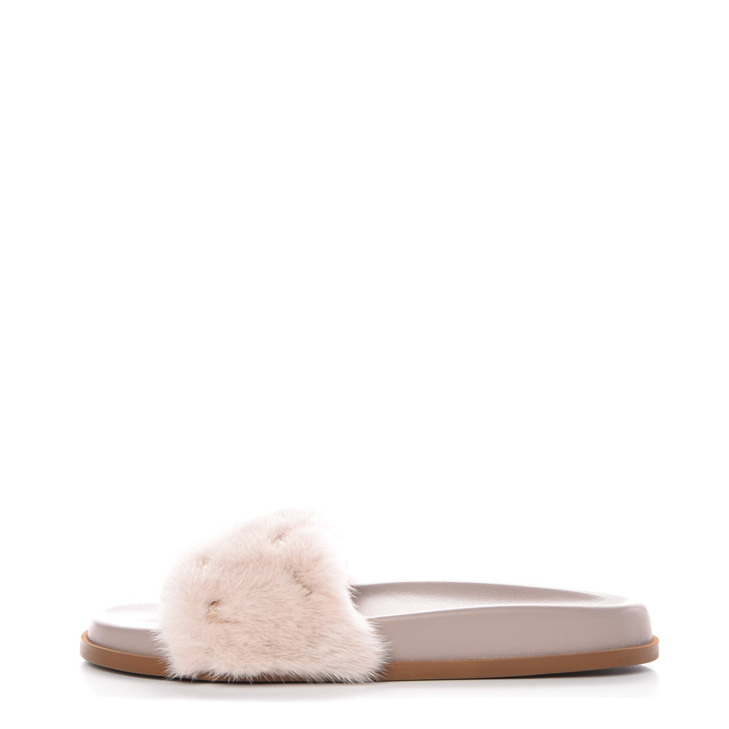 Mink Fur Rockstud Slide Sandals 39 Vapeur