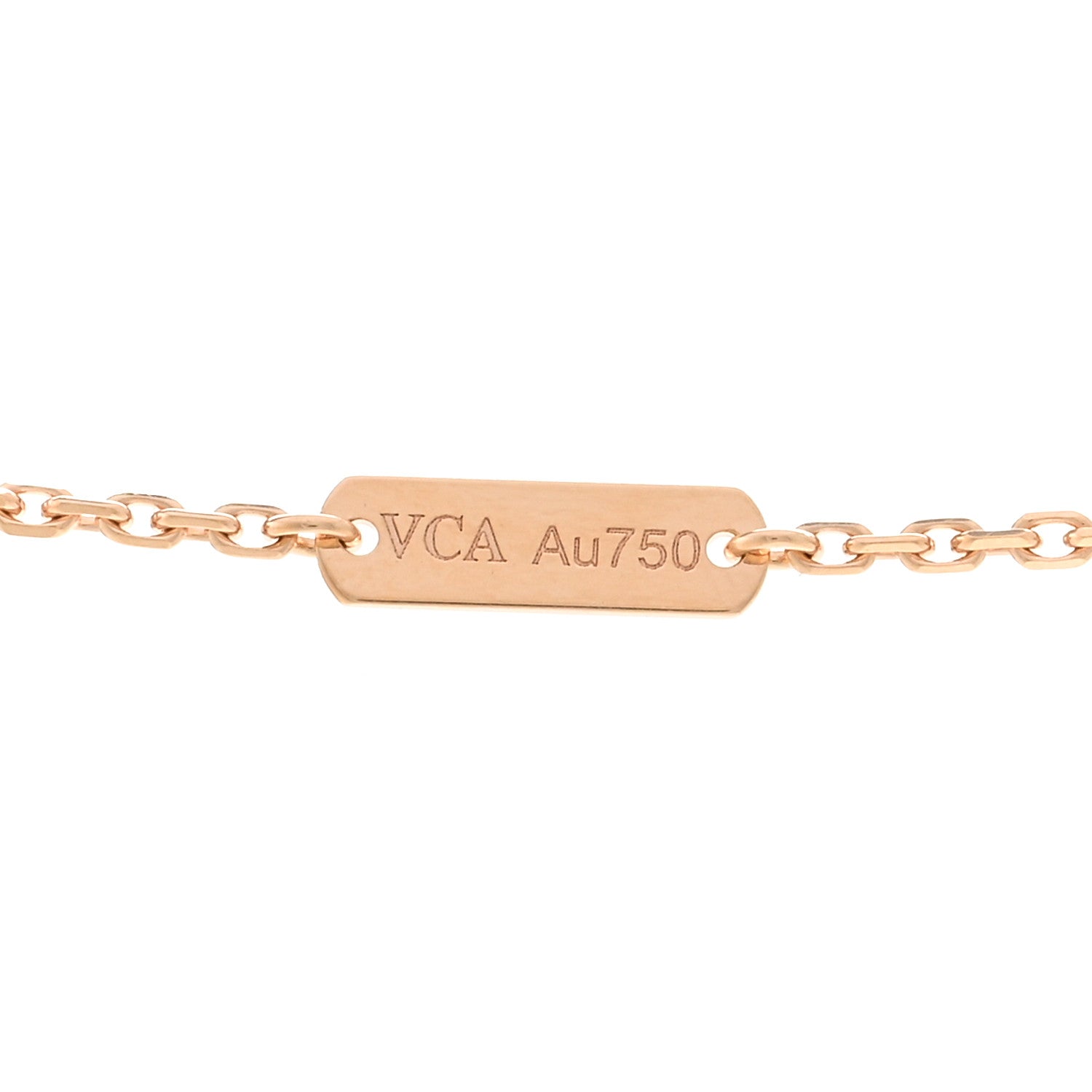 Van Cleef & Arpels 18K Rose Gold Diamond Rhodonite Vintage Alhambra Pendant Necklace 4 of 6