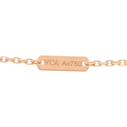 Van Cleef & Arpels 18K Rose Gold Diamond Rhodonite Vintage Alhambra Pendant Necklace 4 of 6