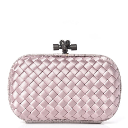 Bottega Veneta Satin Intreccio Impero Ayers Knot Clutch Lilac 1 of 10