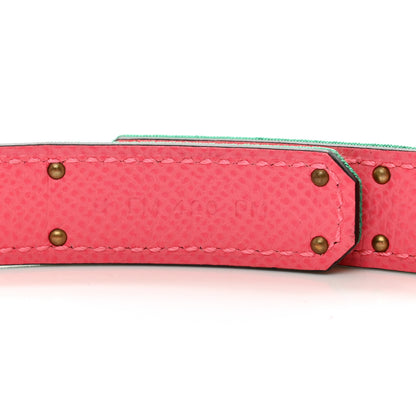 Hermes Toile Officier Epsom Kelly Belt Menthe Rose Azalee 3 of 5