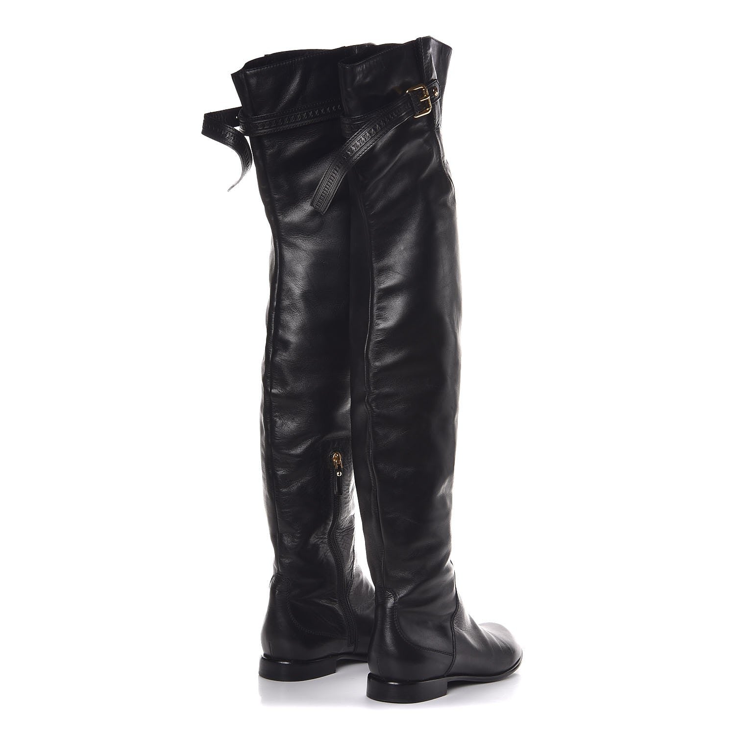 Louis Vuitton Calfskin Knee High Flat Boots 40 Black 4 of 8
