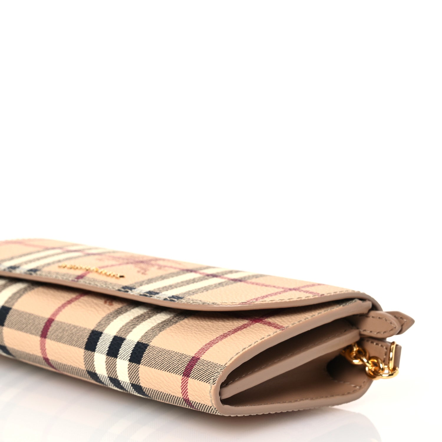 Burberry Haymarket Check Henley Wallet On Chain Mid Camel 11 of 11