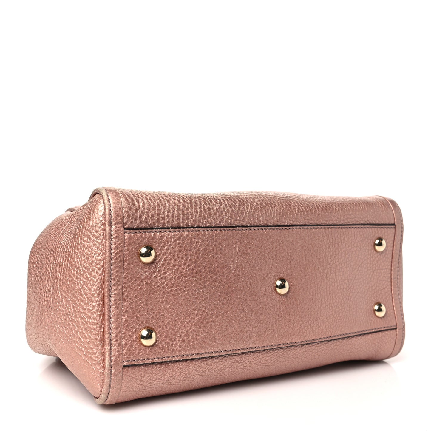 Metallic Pebbled Calfskin Small Soho Shoulder Bag Pink