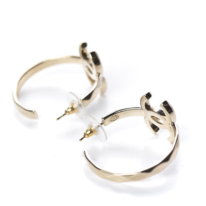 Chanel Metal Textured CC Hoop Earrings Gold 5 of 6