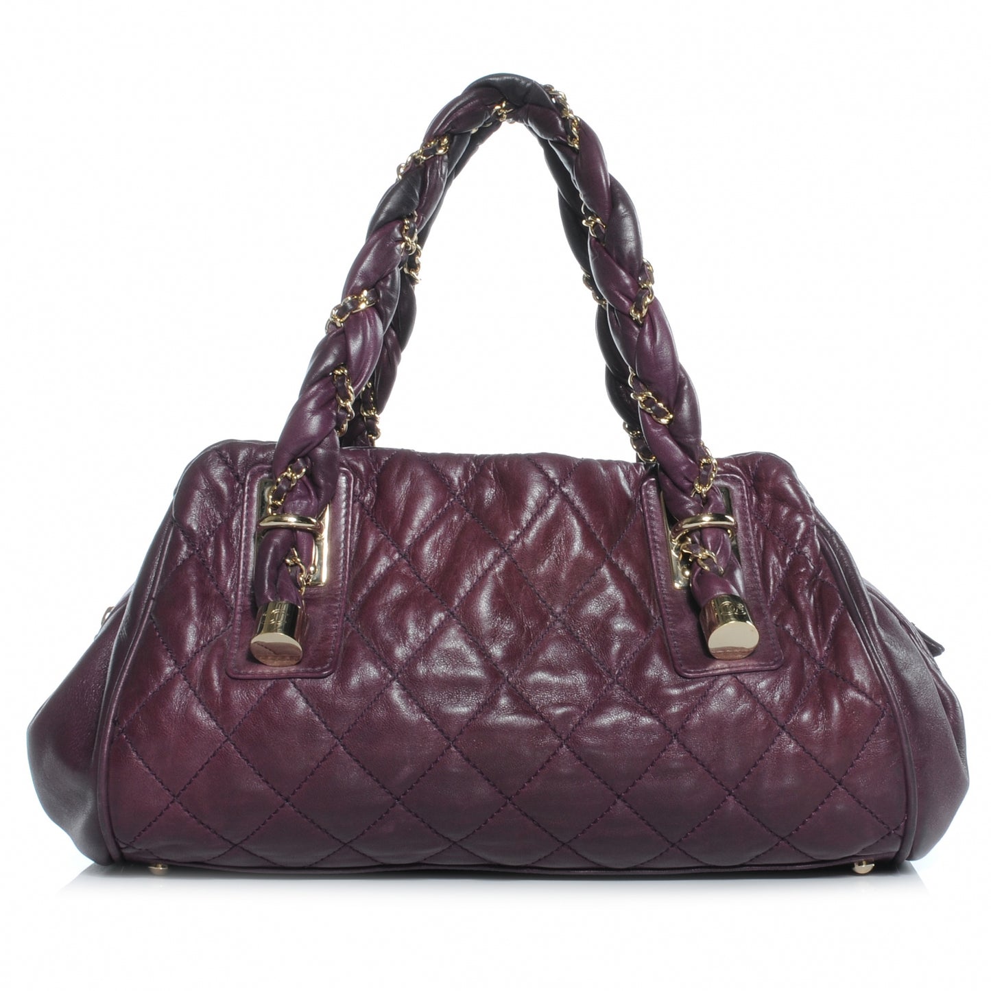Distressed Lambskin Lady Braid Bowler Purple