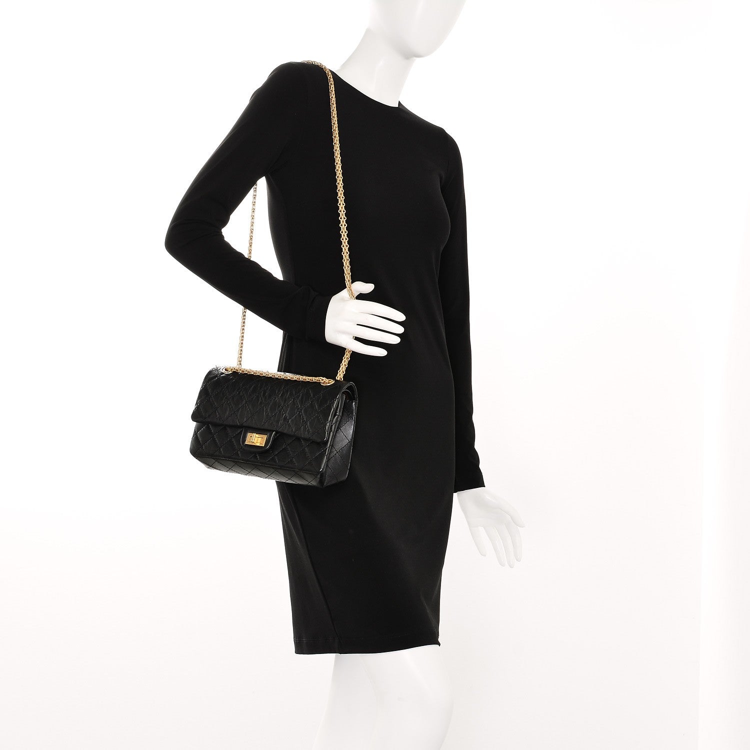 Chanel Aged Calfskin Quilted 2.55 Reissue 225 Flap Black 2 of 8