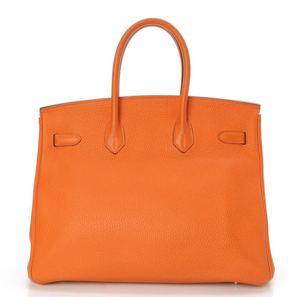 Hermes Taurillon Clemence Birkin 35 Orange 4 of 31