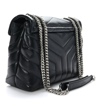 Saint Laurent Calfskin Y Quilted Monogram Small Loulou Chain Satchel Black 3 of 8