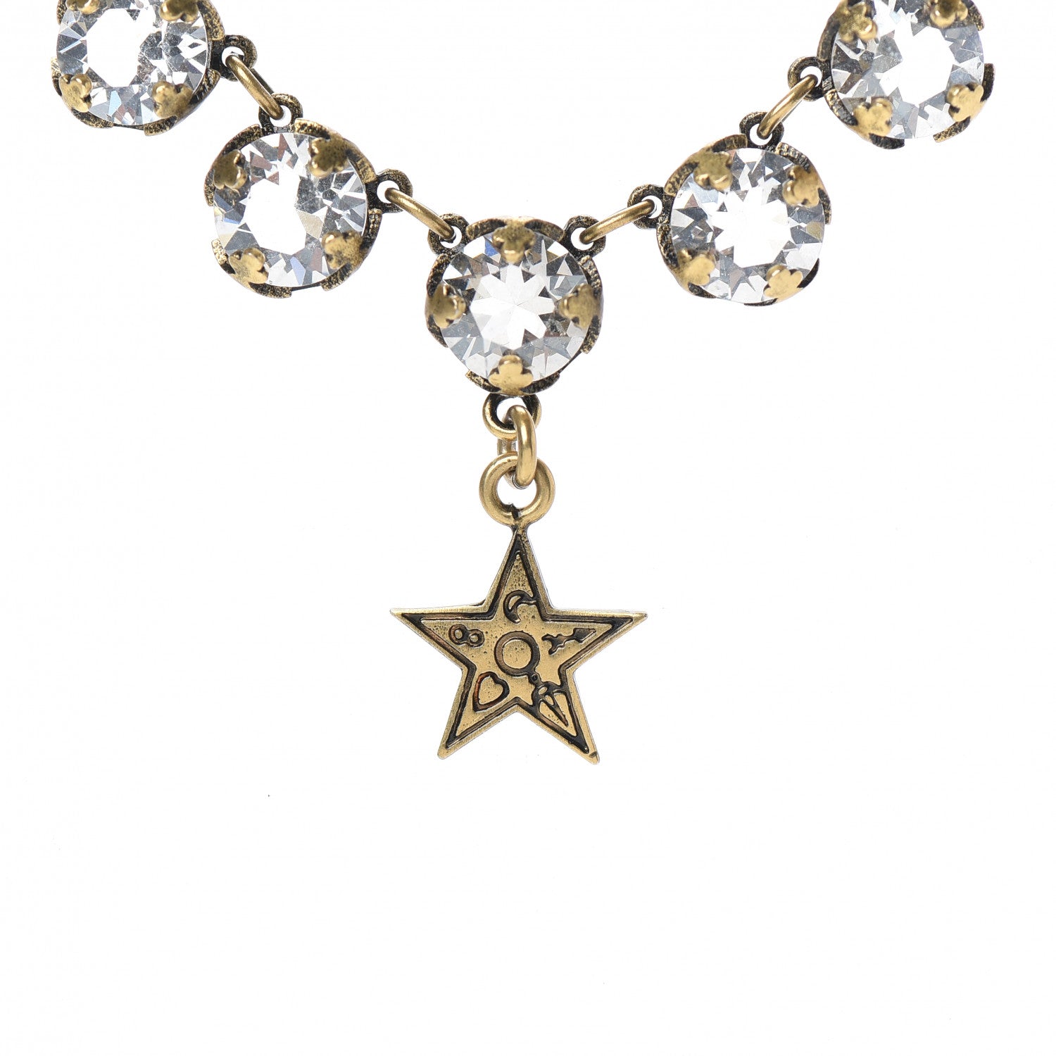 Christian Dior Crystal Star Necklace Gold 4 of 5