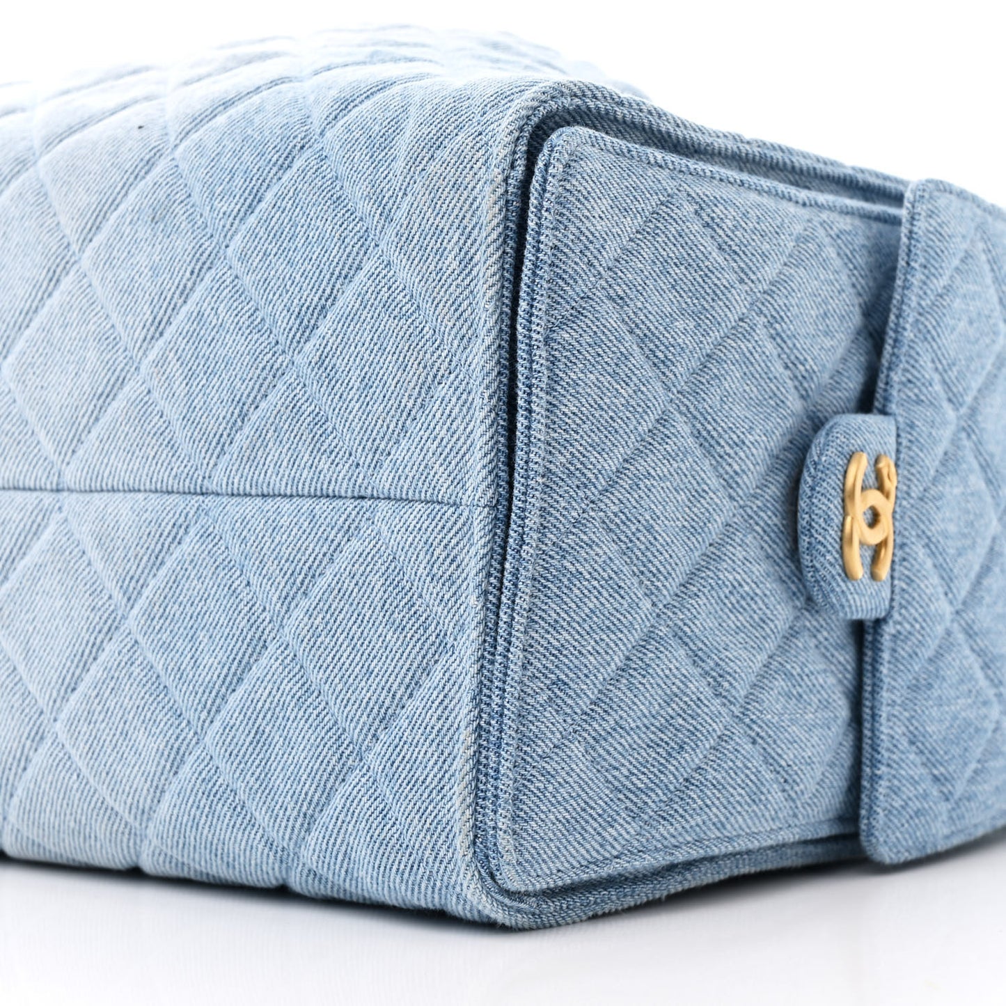 Washed Denim Quilted Medium Chanel 25 Handbag Blue
