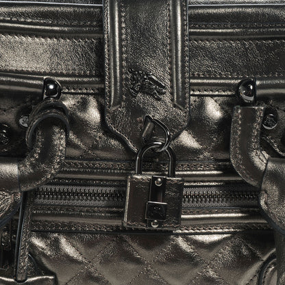 Burberry Metallic Calfskin Quilted Mini Manor Bag Pewter 9 of 9