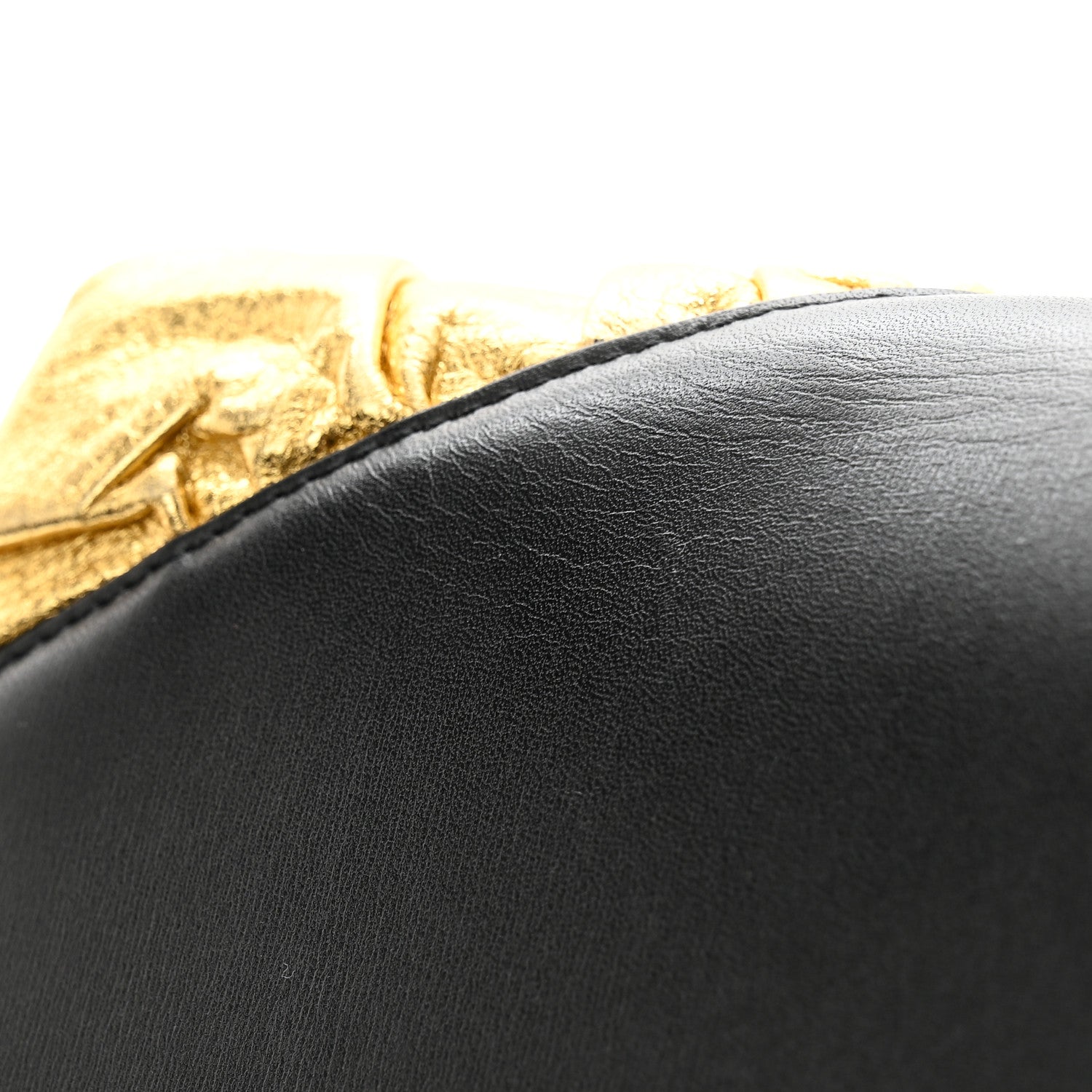 Saint Laurent Smooth Calfskin Ruffles Clutch Black Gold 10 of 11