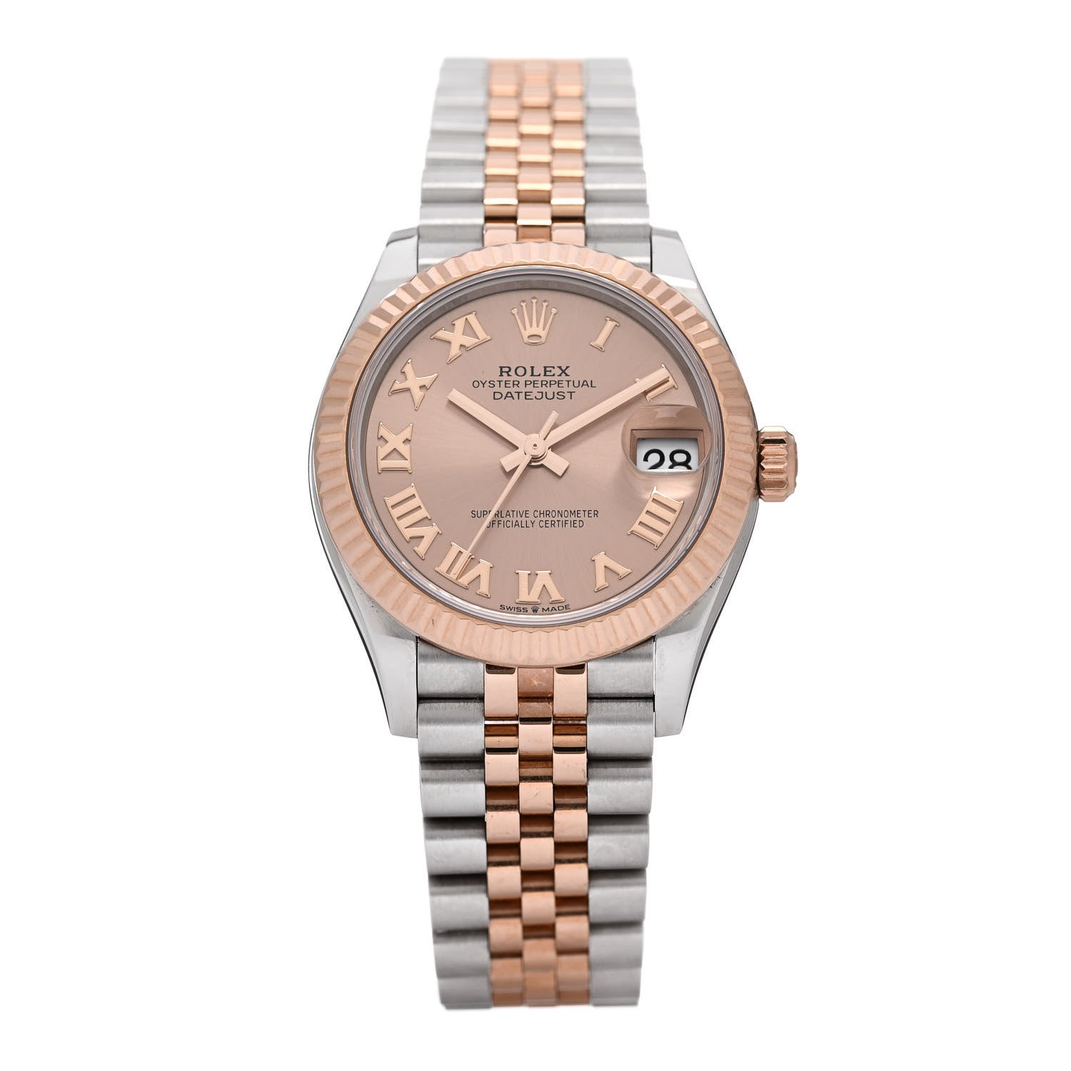 Rolex Stainless Steel 18K Everose Gold 31mm Oyster Perpetual Datejust Watch Sundust Roman 178271 1 of 5
